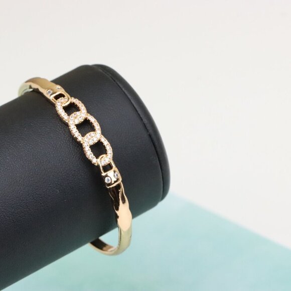 Elegant Rose Gold Chain Link Bangle with Sparkling Zircon Stones, XPBL0497 - Picture 8 of 12